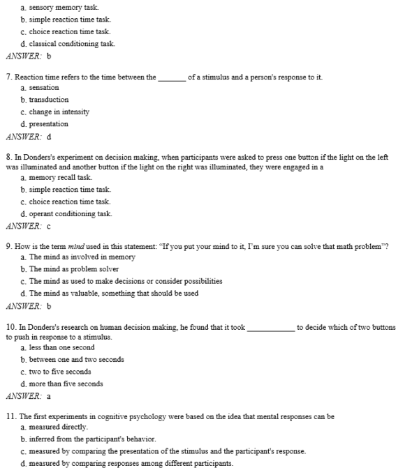 cognitive psychology connecting mind research and everyday experience test bank​