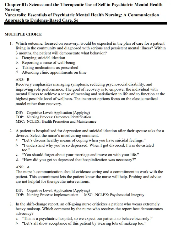 Varcarolis’ Essentials of Psychiatric Mental Health Nursing, 5th Edition by Chyllia D Fosbre Test Bank